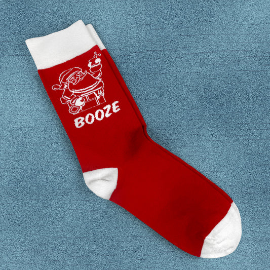Knit Socks / Red & White Opposing Sugar & Booze